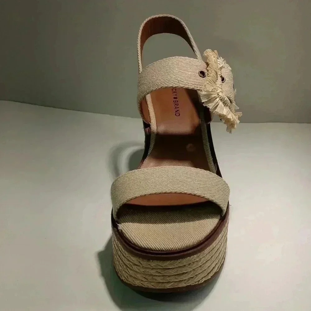 Lucky brand women's Yidris Espandrille platform sandal Healed - Picture 2 of 12